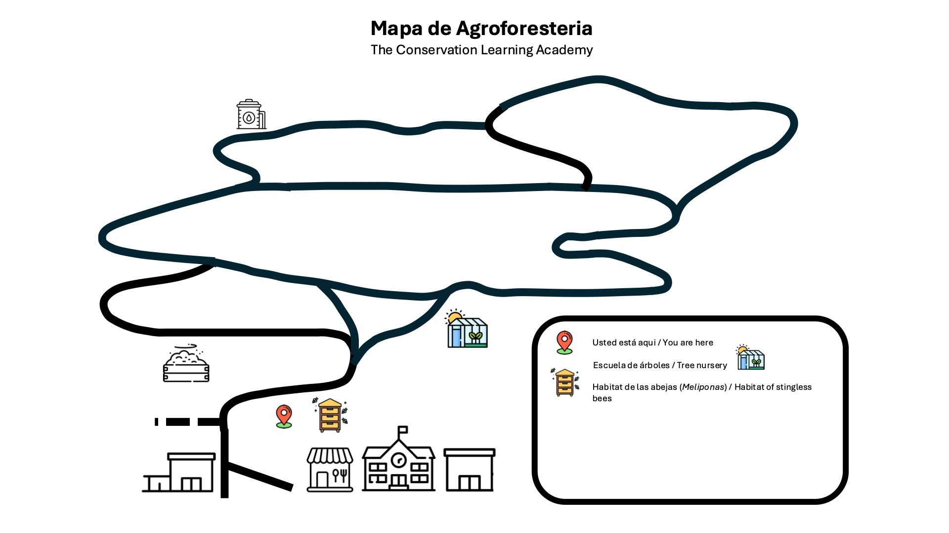 Karte der Agroforesteria in El Castillo mit den eingezeichneten Bäumen
